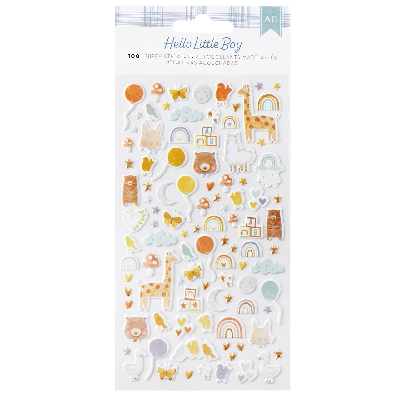American Crafts Hello Little Boy Puffy Stickers 100/Pkg-Icons